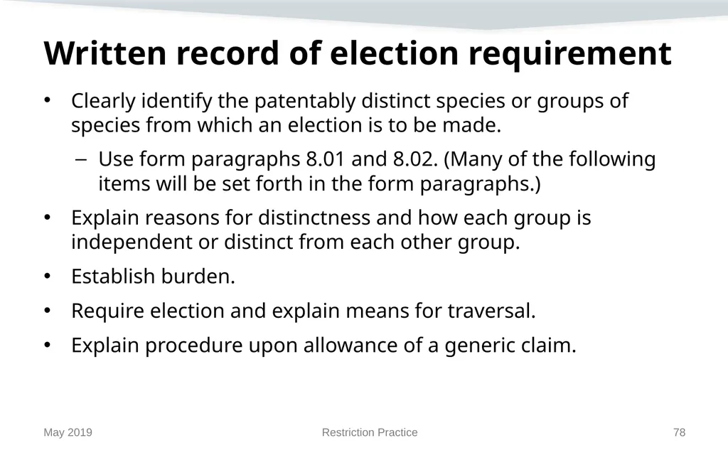 Restriction Practice May 2019 Topics When - slide 78 of 105