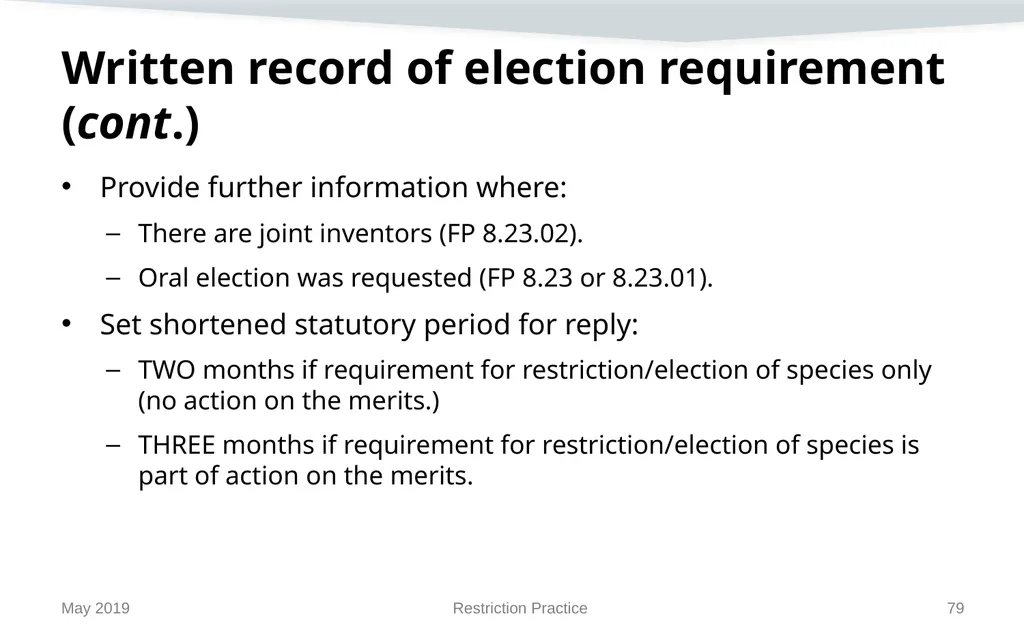 Restriction Practice May 2019 Topics When - slide 79 of 105