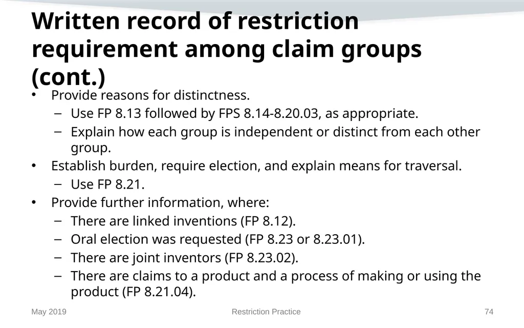 Restriction Practice May 2019 Topics When - slide 74 of 105