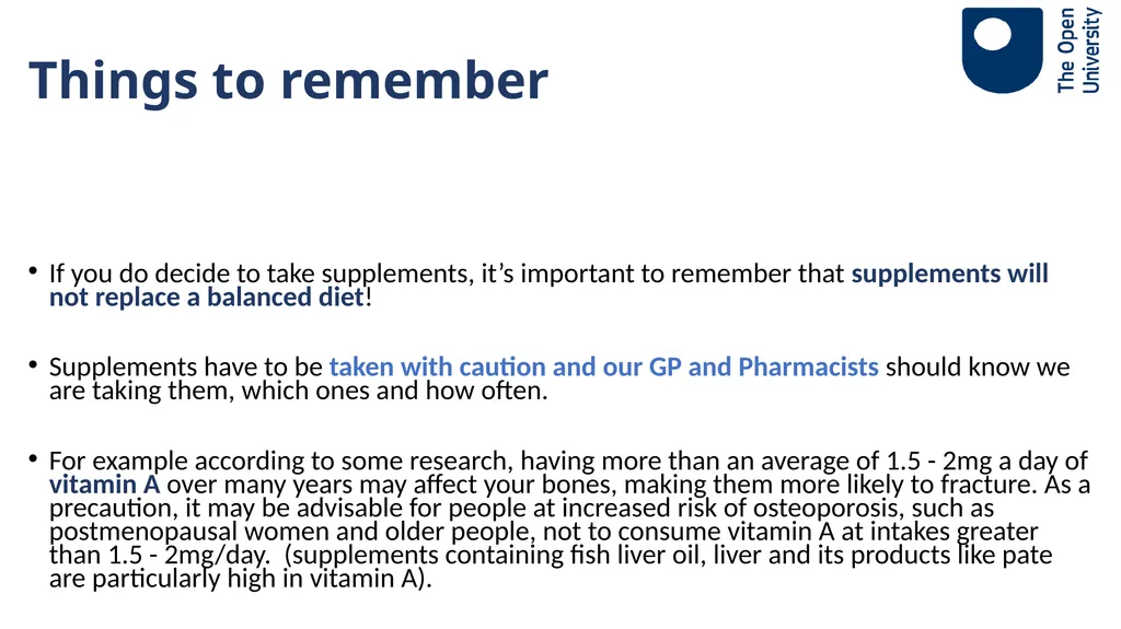 Ageing Well Series Talk 3. Nutritional needs of - slide 40 of 48