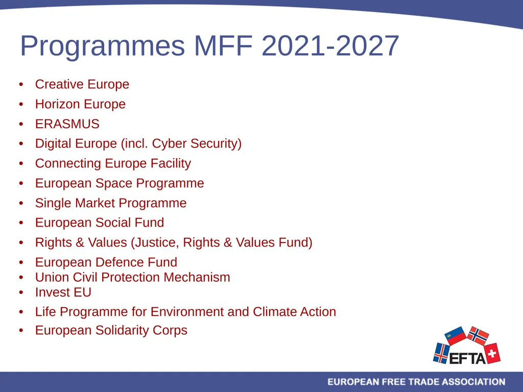 EU/EEA Programmes Multiannual Financial Framework - slide 27 of 28