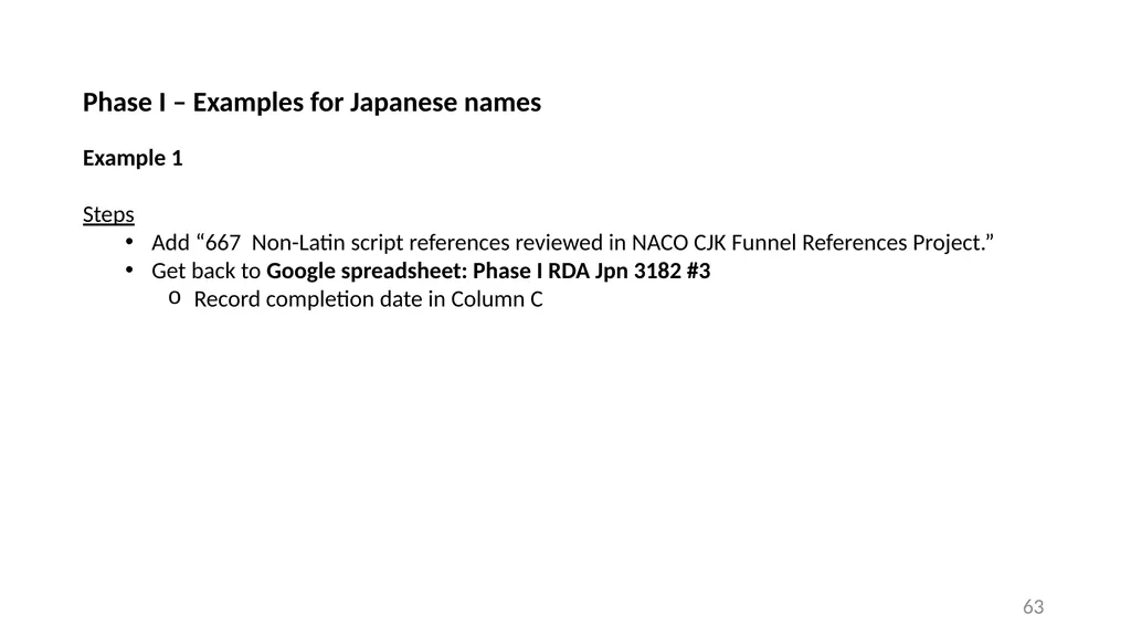 CJK NACO Project NACO CJK Funnel References - slide 63 of 119