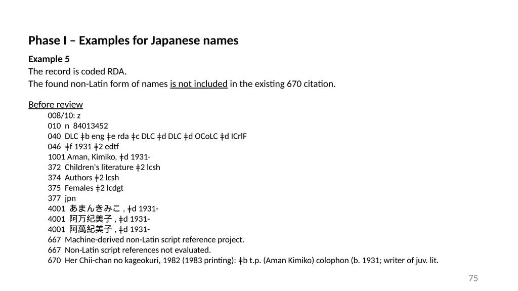 CJK NACO Project NACO CJK Funnel References - slide 75 of 119