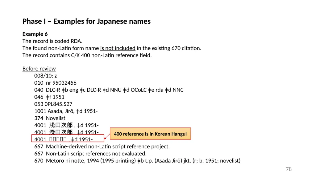 CJK NACO Project NACO CJK Funnel References - slide 78 of 119