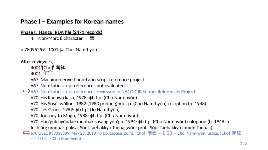 CJK NACO Project NACO CJK Funnel References - slide 112 of 119