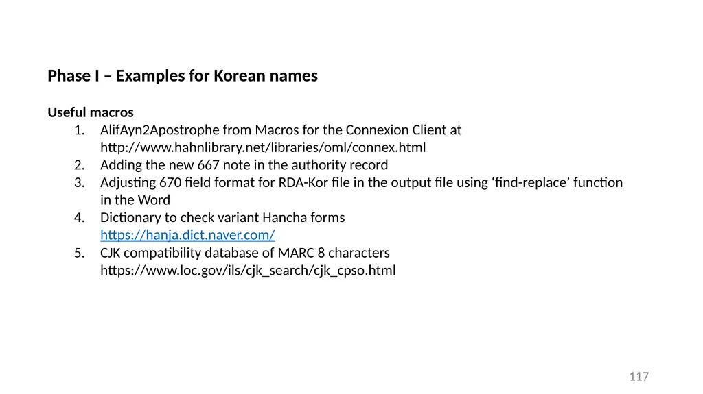 CJK NACO Project NACO CJK Funnel References - slide 117 of 119