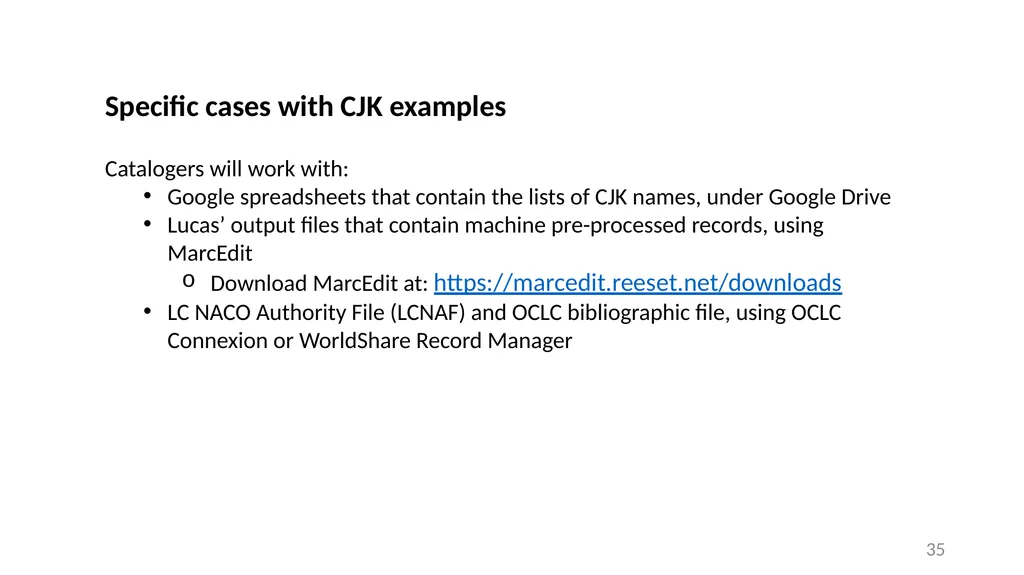 CJK NACO Project NACO CJK Funnel References - slide 35 of 119