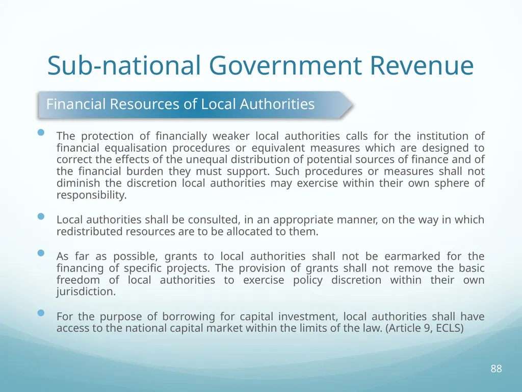 Local Self-Government and Fiscal Decentralisation - slide 88 of 105