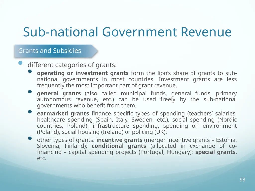 Local Self-Government and Fiscal Decentralisation - slide 93 of 105