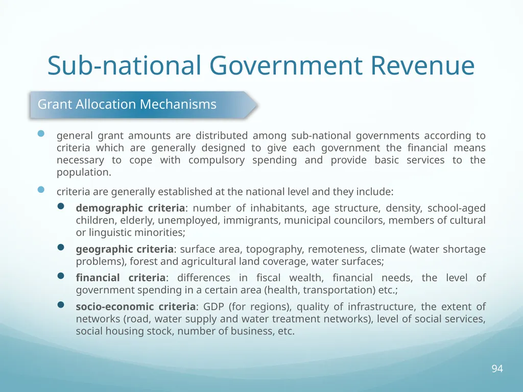 Local Self-Government and Fiscal Decentralisation - slide 94 of 105