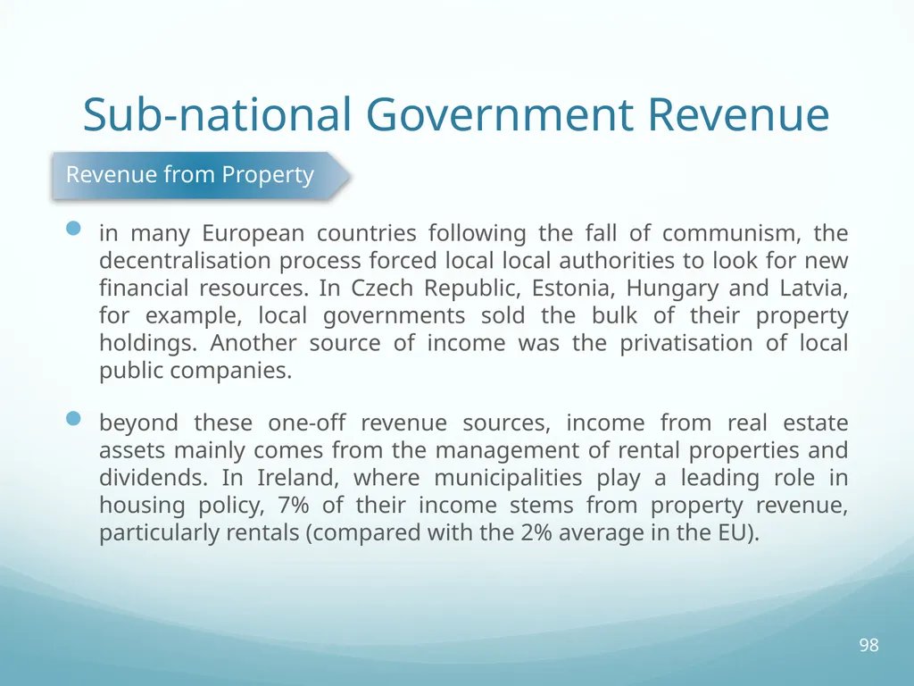 Local Self-Government and Fiscal Decentralisation - slide 98 of 105