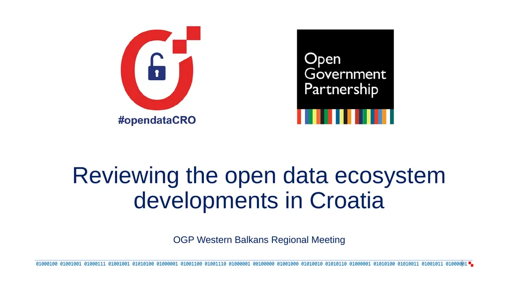 Reviewing the open data ecosystem developments in - slide 1 of 14