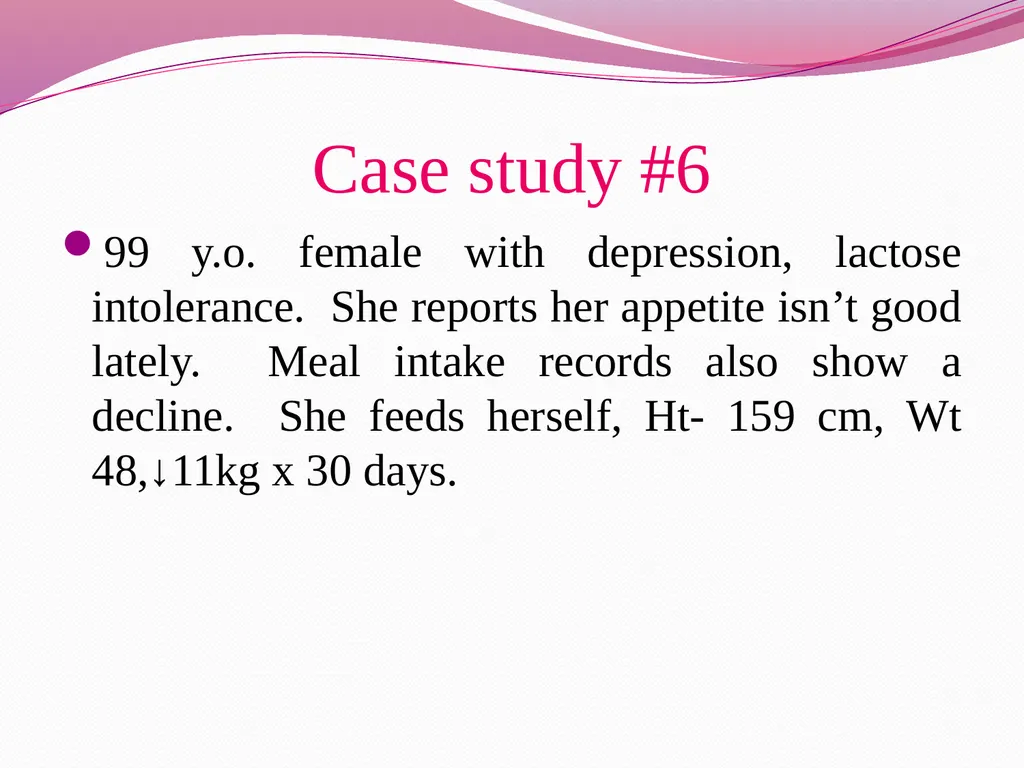 Examples for Nutrition Care Process Case study #1 - slide 17 of 19