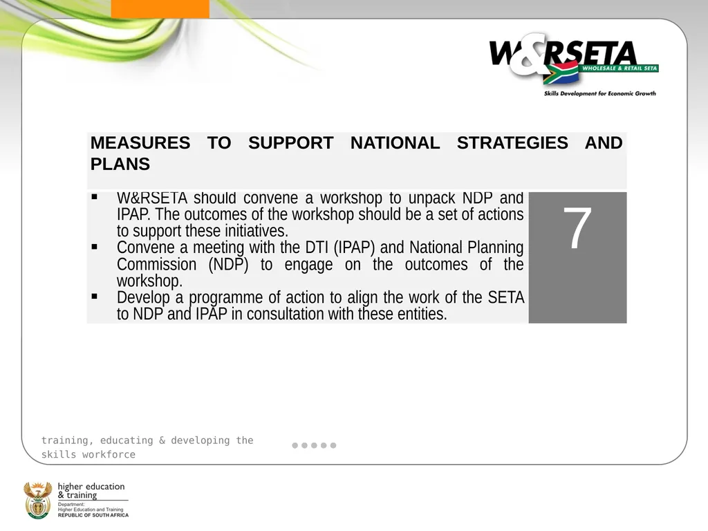 SECTOR SKILLS PLANNING WORKSHOP Sector Skills Plan - slide 20 of 21