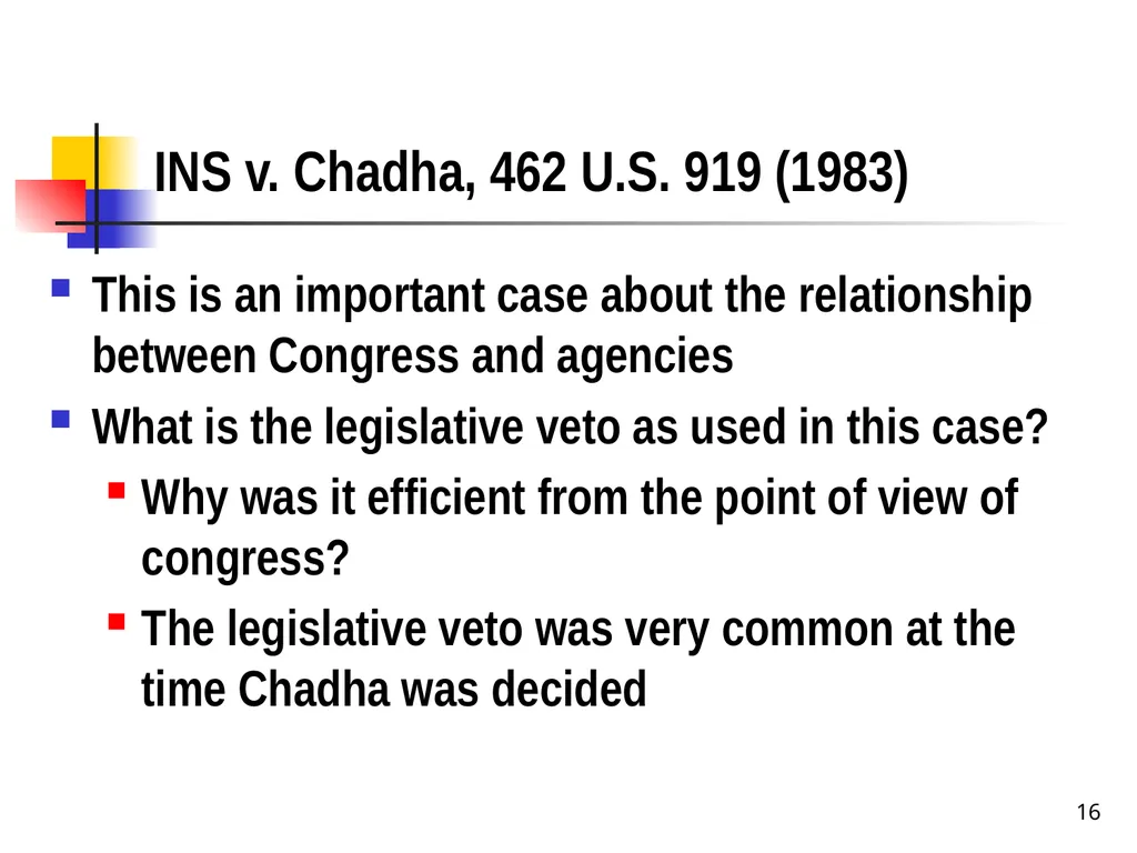 Chapter 2 1 The Delegation/Nondelegation Doctrine - slide 16 of 94