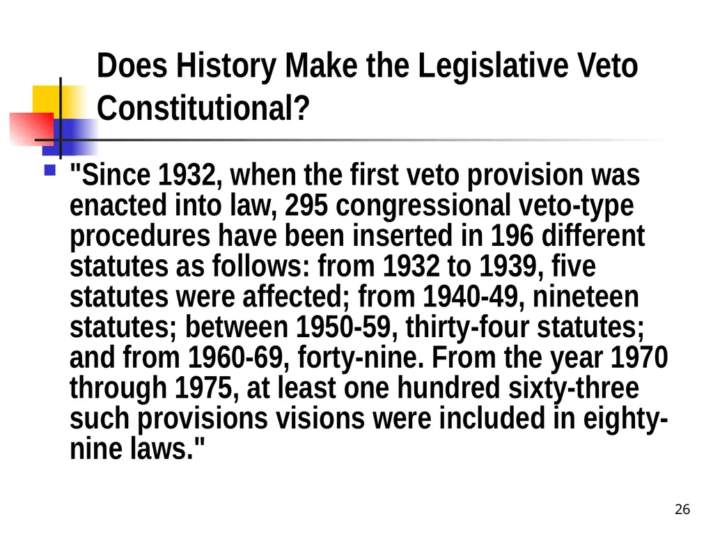 Chapter 2 1 The Delegation/Nondelegation Doctrine - slide 26 of 94