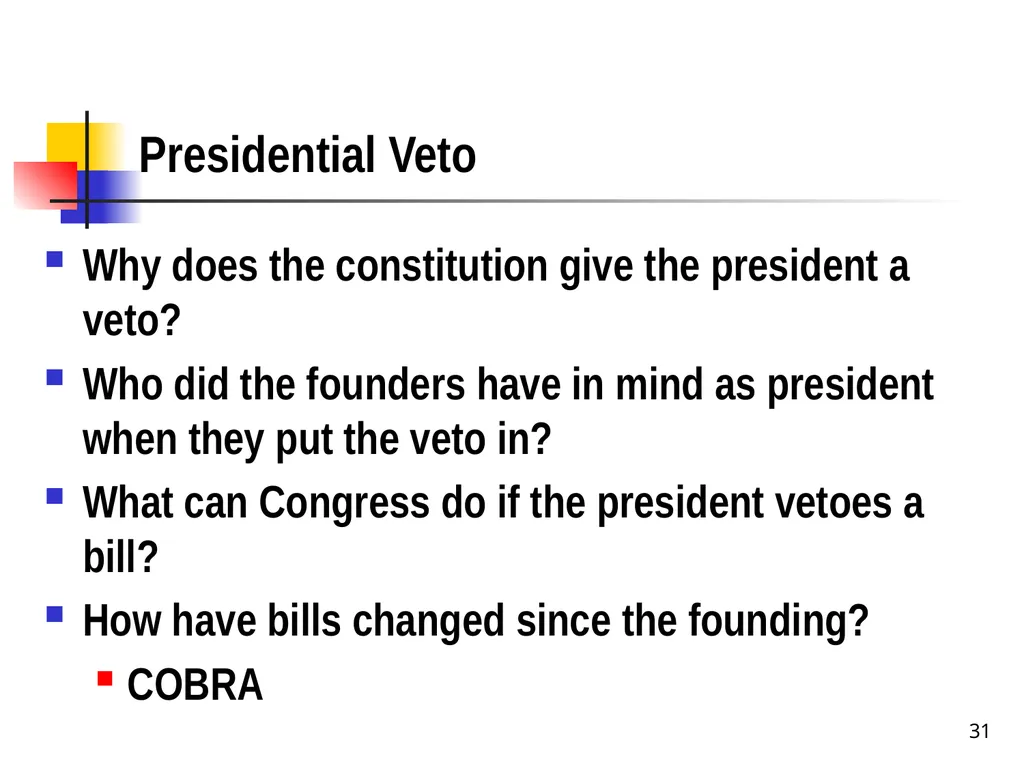 Chapter 2 1 The Delegation/Nondelegation Doctrine - slide 31 of 94