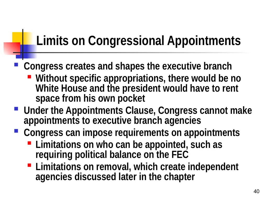 Chapter 2 1 The Delegation/Nondelegation Doctrine - slide 40 of 94