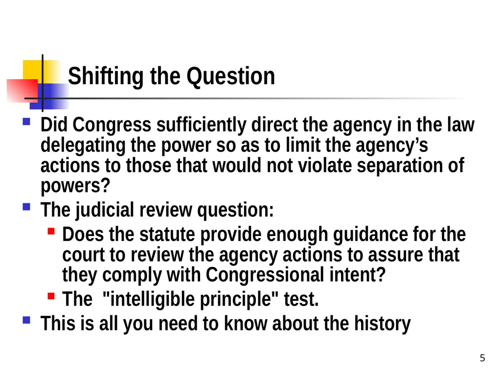 Chapter 2 1 The Delegation/Nondelegation Doctrine - slide 5 of 94