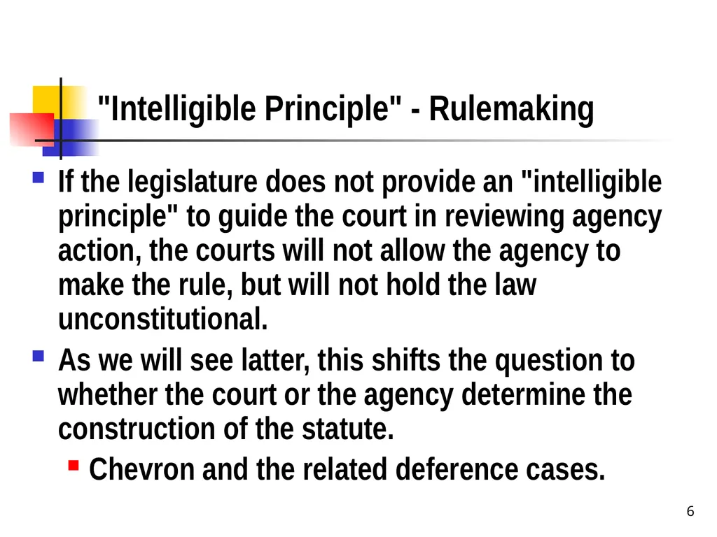 Chapter 2 1 The Delegation/Nondelegation Doctrine - slide 6 of 94