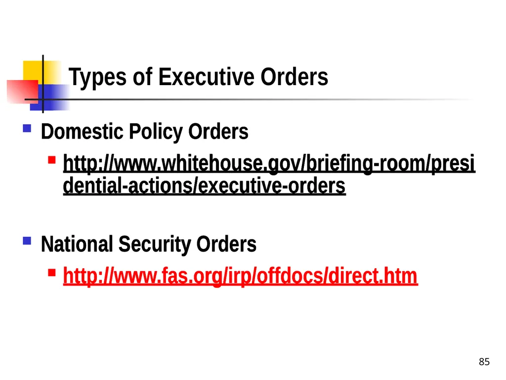 Chapter 2 1 The Delegation/Nondelegation Doctrine - slide 85 of 94