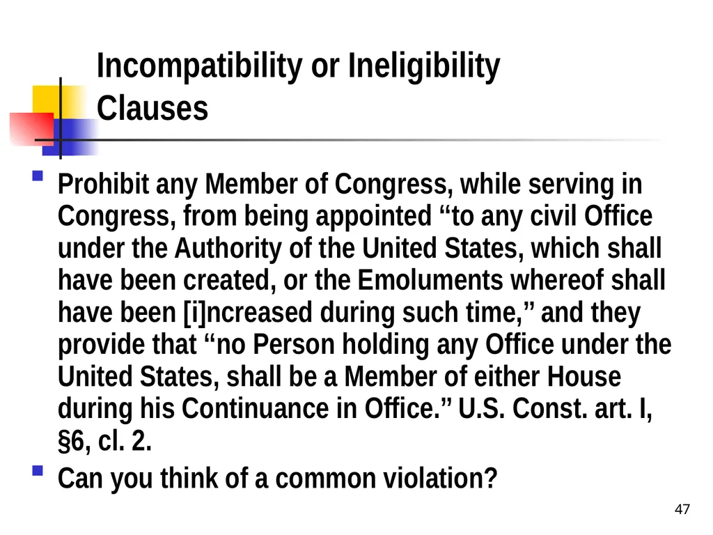 Chapter 2 1 The Delegation/Nondelegation Doctrine - slide 47 of 94
