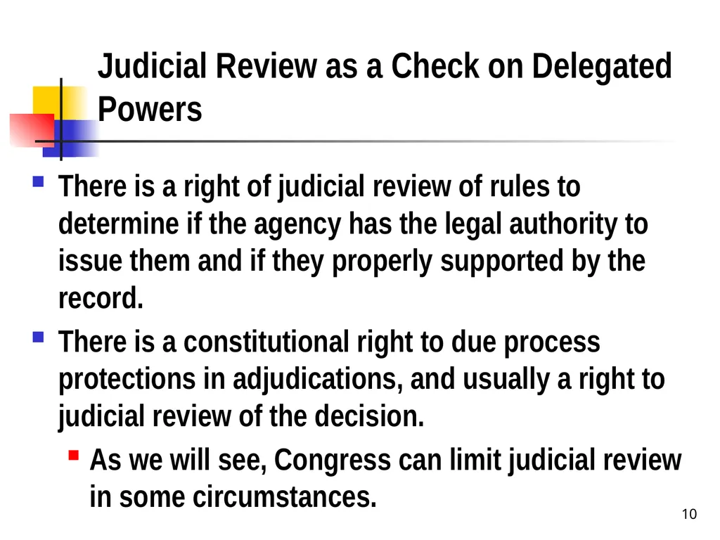 Chapter 2 1 The Delegation/Nondelegation Doctrine - slide 10 of 94