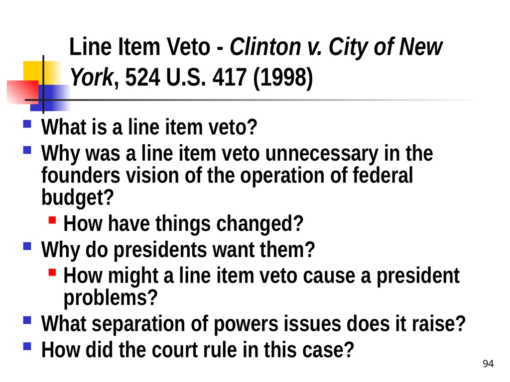 Chapter 2 1 The Delegation/Nondelegation Doctrine - slide 94 of 94