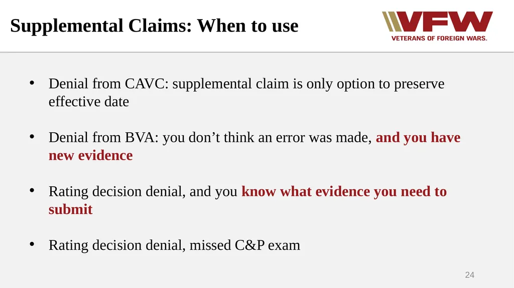 The Appeals Process & Hearings VFW Basic Training - slide 24 of 78