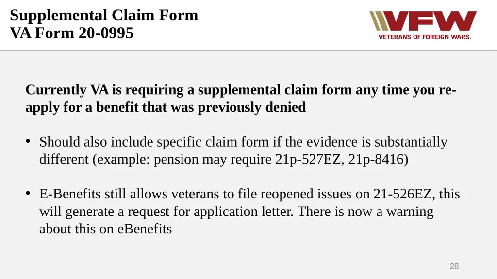 The Appeals Process & Hearings VFW Basic Training - slide 28 of 78