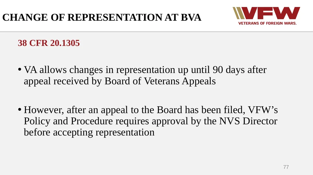 The Appeals Process & Hearings VFW Basic Training - slide 77 of 78