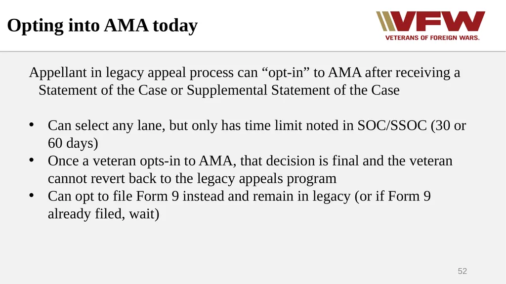 The Appeals Process & Hearings VFW Basic Training - slide 52 of 78