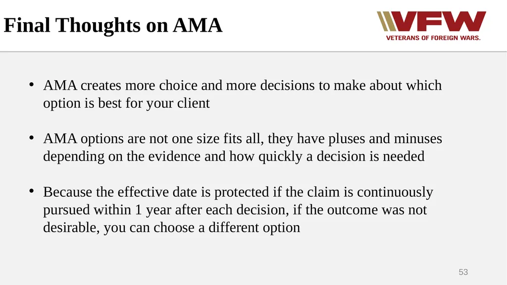 The Appeals Process & Hearings VFW Basic Training - slide 53 of 78