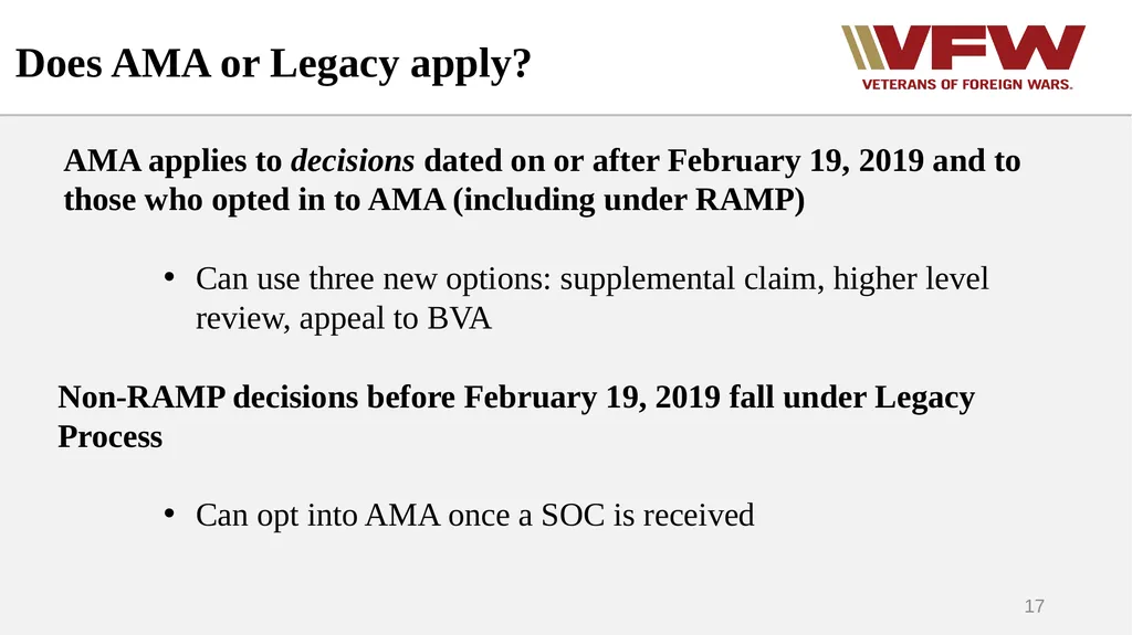 The Appeals Process & Hearings VFW Basic Training - slide 17 of 78