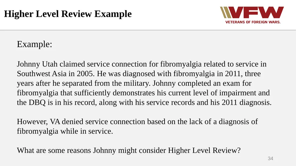The Appeals Process & Hearings VFW Basic Training - slide 34 of 78