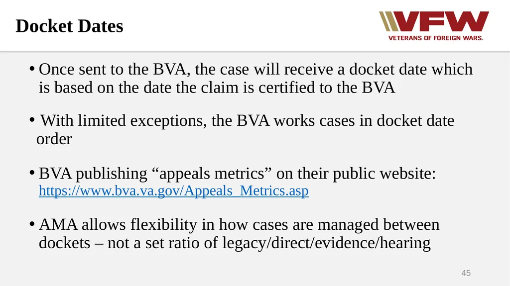 The Appeals Process & Hearings VFW Basic Training - slide 45 of 78