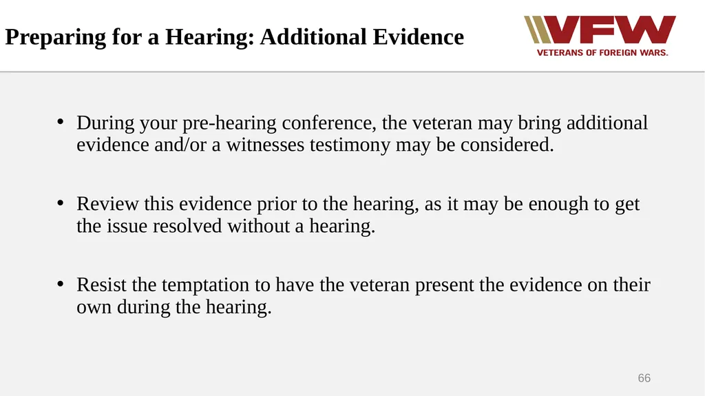 The Appeals Process & Hearings VFW Basic Training - slide 66 of 78