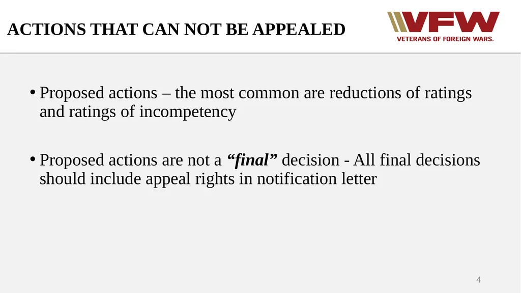 The Appeals Process & Hearings VFW Basic Training - slide 4 of 78