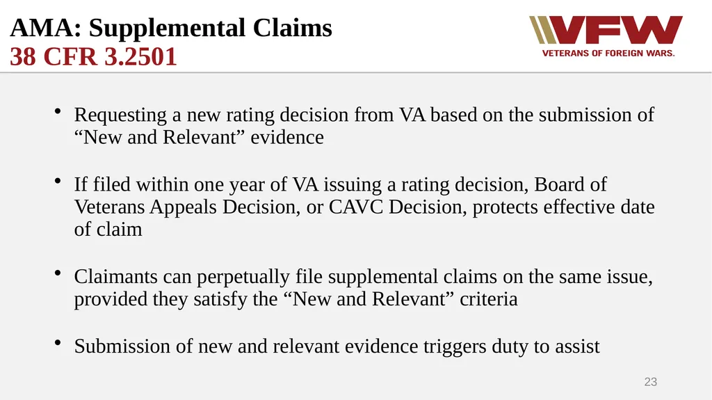 The Appeals Process & Hearings VFW Basic Training - slide 23 of 78