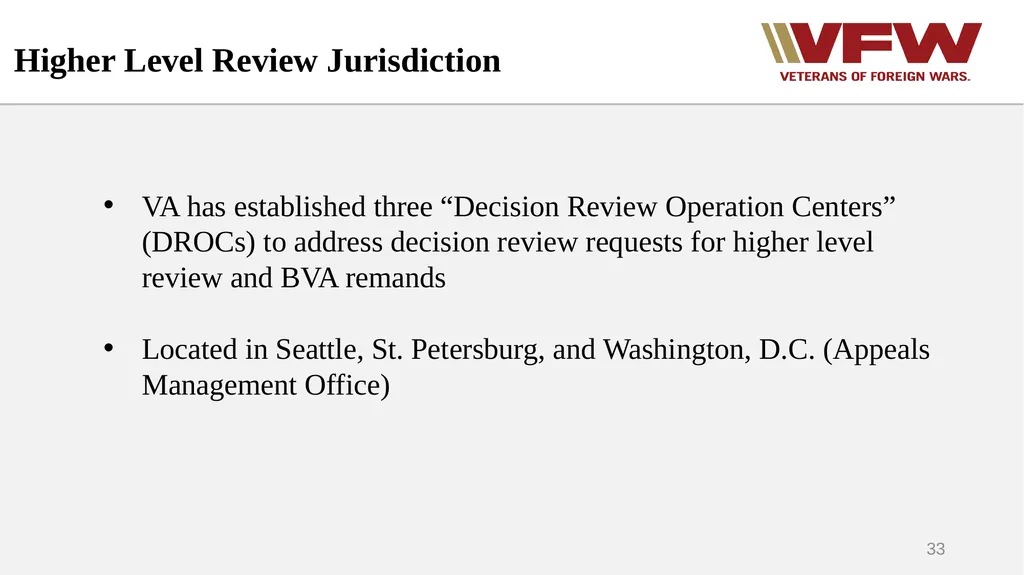 The Appeals Process & Hearings VFW Basic Training - slide 33 of 78