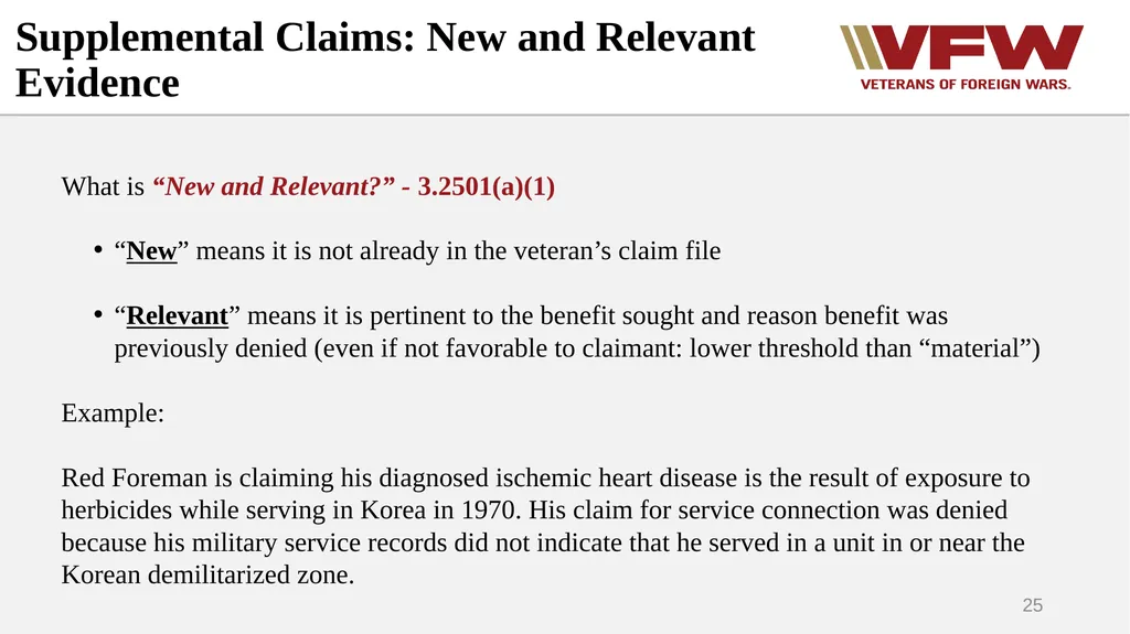 The Appeals Process & Hearings VFW Basic Training - slide 25 of 78