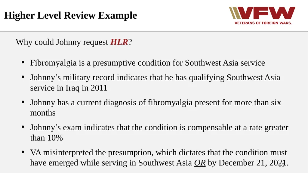 The Appeals Process & Hearings VFW Basic Training - slide 35 of 78