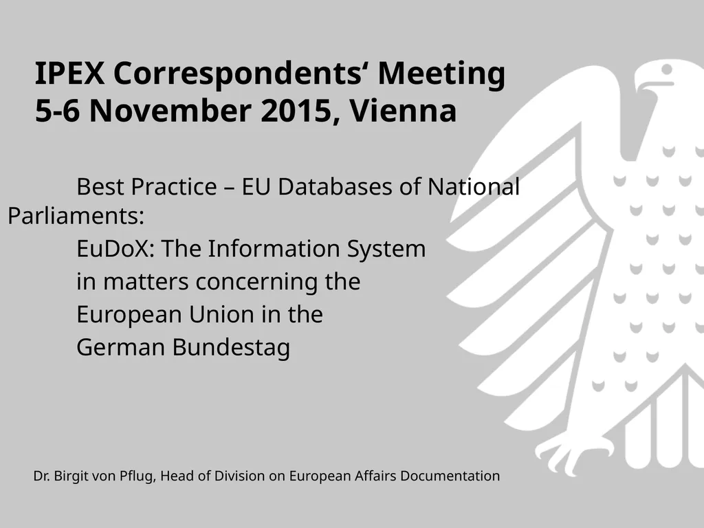 IPEX Correspondents‘ Meeting 5-6 November 2015,