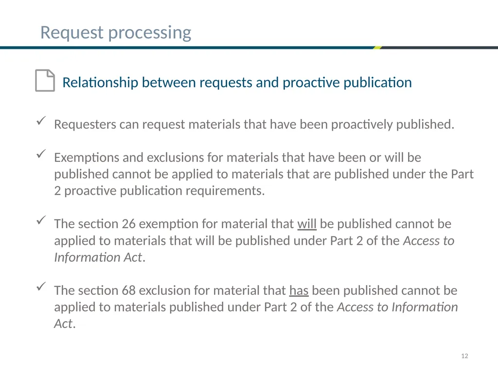 Bill C-58 – First things ATIP Practitioners need - slide 12 of 25