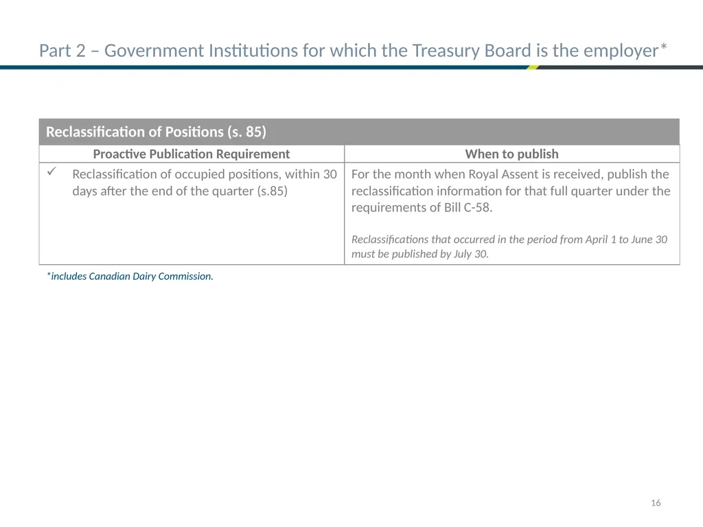 Bill C-58 – First things ATIP Practitioners need - slide 16 of 25