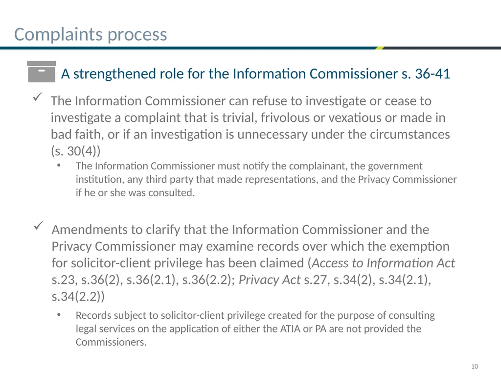 Bill C-58 – First things ATIP Practitioners need - slide 10 of 25