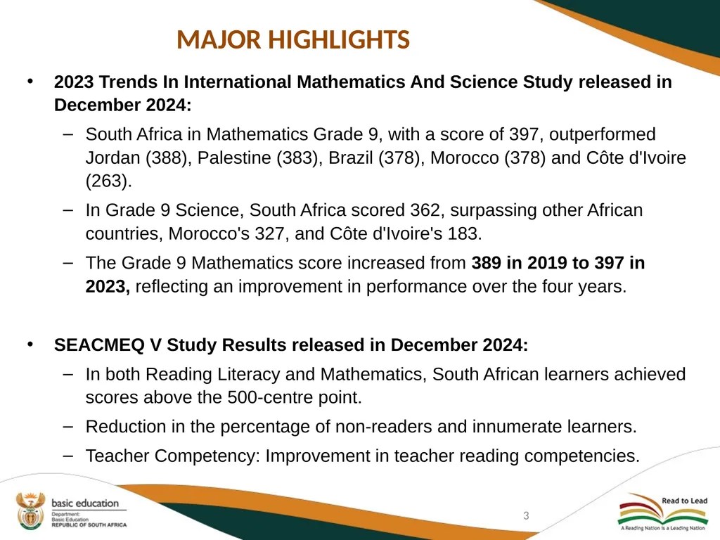 THIRD QUARTERLY REPORT ON THE PERFORMANCE OF THE - slide 3 of 103