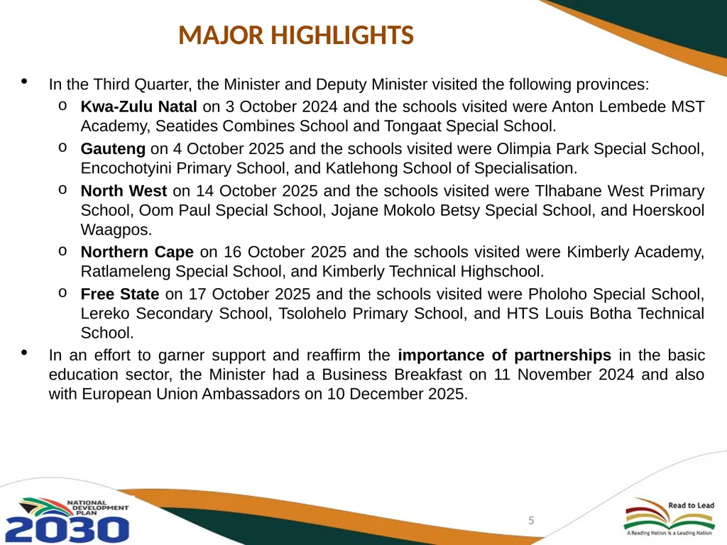 THIRD QUARTERLY REPORT ON THE PERFORMANCE OF THE - slide 5 of 103