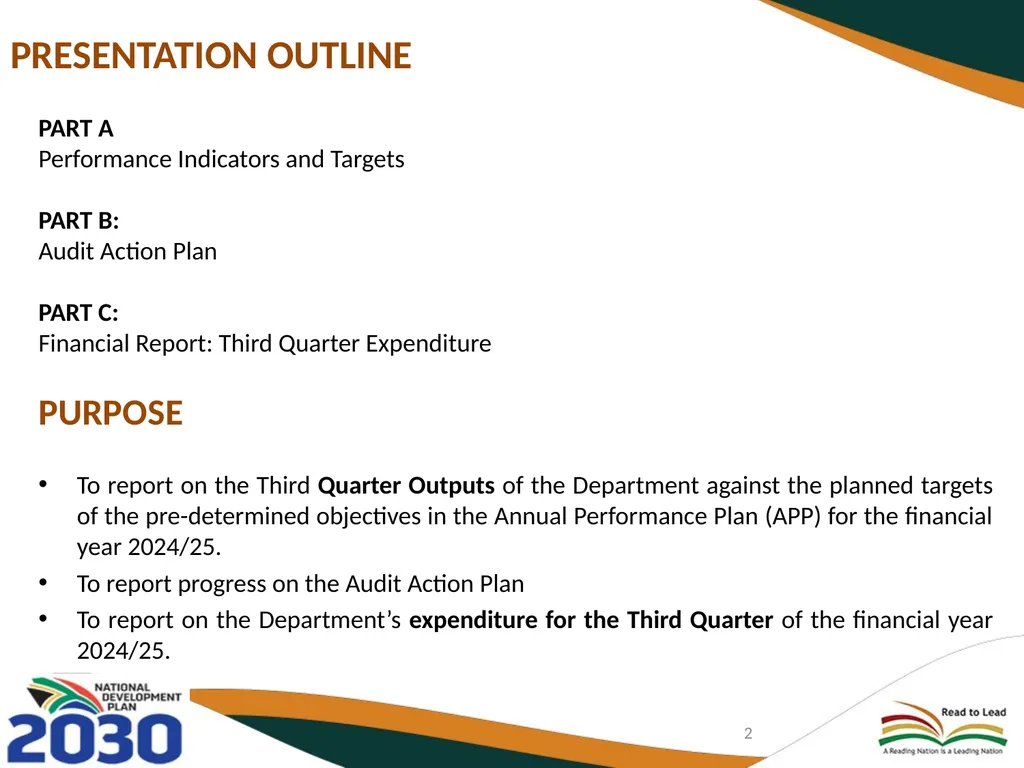 THIRD QUARTERLY REPORT ON THE PERFORMANCE OF THE - slide 2 of 103