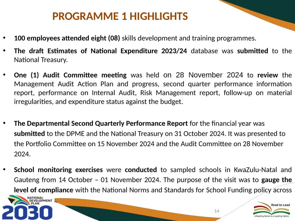 THIRD QUARTERLY REPORT ON THE PERFORMANCE OF THE - slide 14 of 103